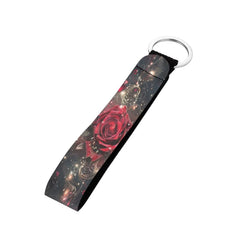 STUOARTE Rose Print Wristlet Keychain Lanyard for Women Girls Long Lanyard Keychain Hand Wrist Car Key Chain Key Holder Neoprene Wristlet Keychain Strap with Key Ring