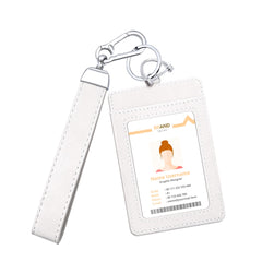 Weixiltc Leather Wristlet Keychain with Wallet Car Key Chain with Key Ring Anti-Lost D Ring and Card Holder (White)