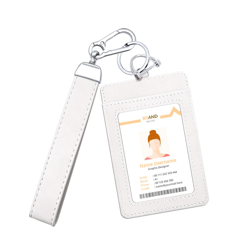 Weixiltc Leather Wristlet Keychain with Wallet Car Key Chain with Key Ring Anti-Lost D Ring and Card Holder (White)
