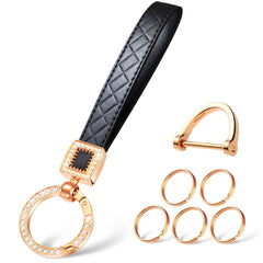 Aoryalps Leather Wristlet Keychain Wrist Keychain Car Key Chain with 4 Key Ring and Anti-Lost D Ring