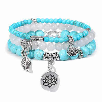 Bohemian Natural Stone Agate Beads Elastic Bracelet