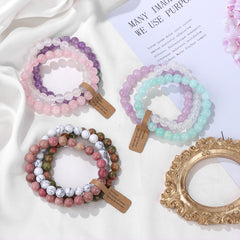 8mm Natural Stone Beads Elastic Bracelet for Women