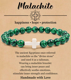 8mm Natural Stone Cross Bracelet for Men and Women
