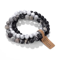 8mm Natural Stone Beads Elastic Bracelet for Women