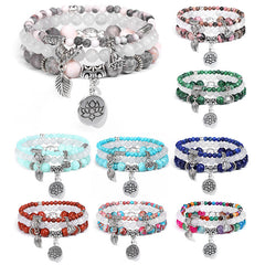 Bohemian Natural Stone Agate Beads Elastic Bracelet